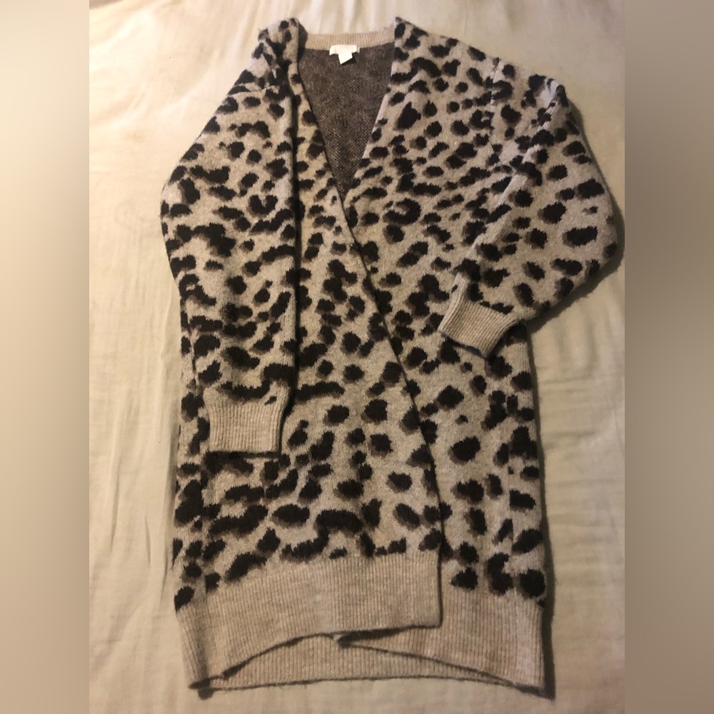 H&M long leopard print sweater